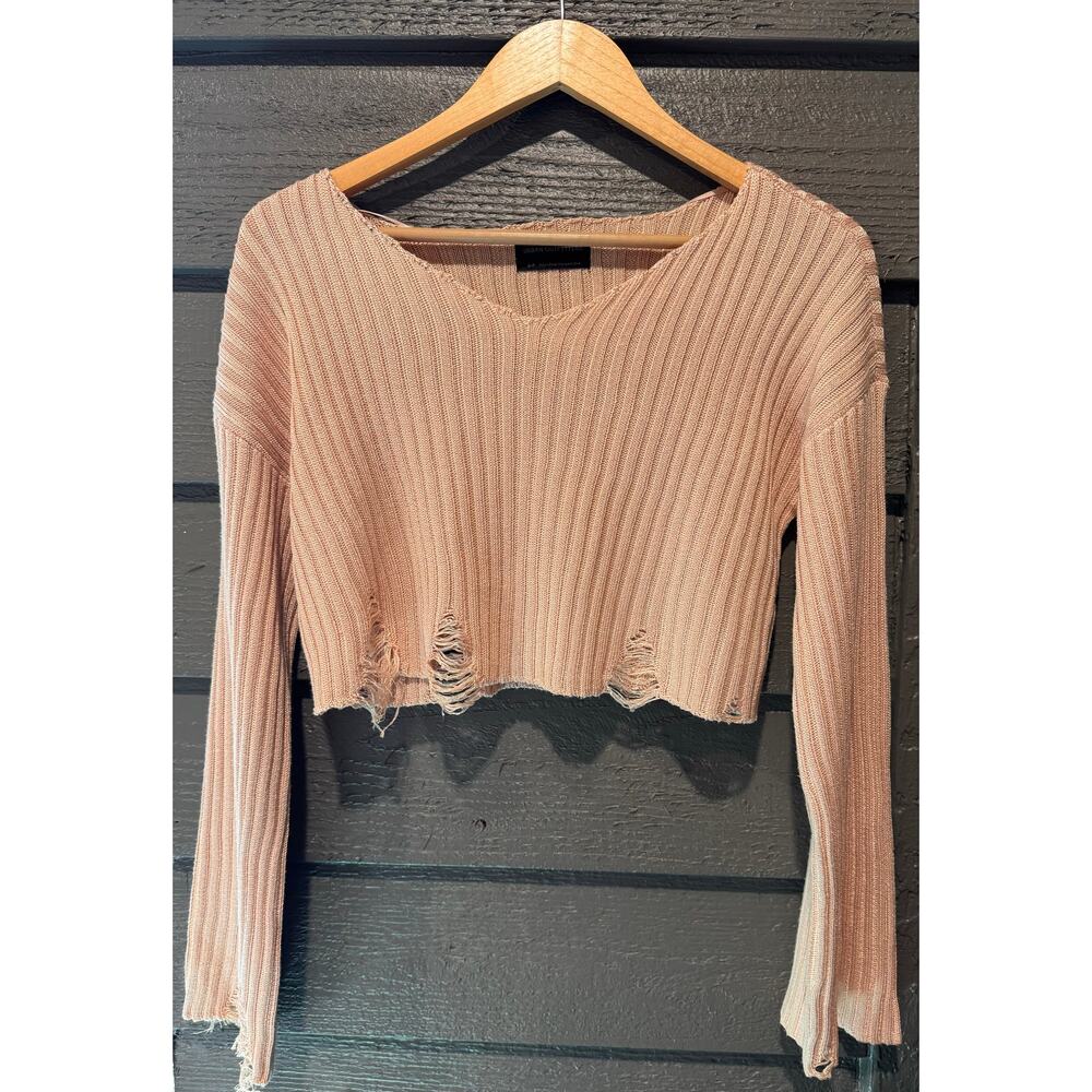 Urban Outfitters Distressed Crop Top Ribbed Sweater Size S